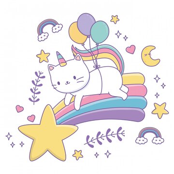 Premium Vector | Unicorn cat cartoon