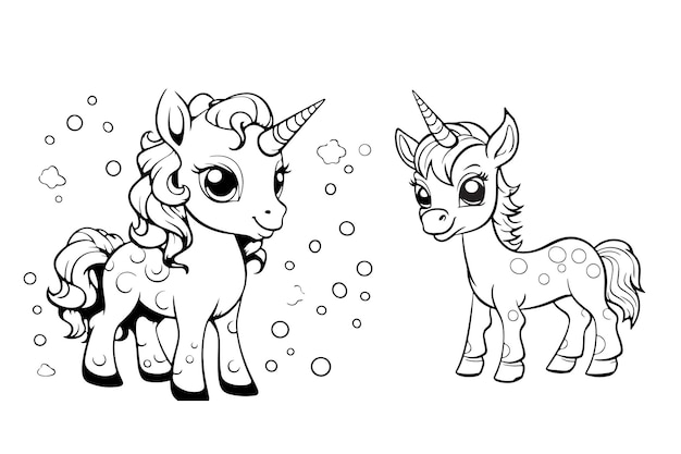 Vector unicorn character coloring page for kids fantastical unicorn artwork om in te kleuren en te ontspannen