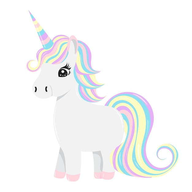 Unicorn character on white background isolated vector