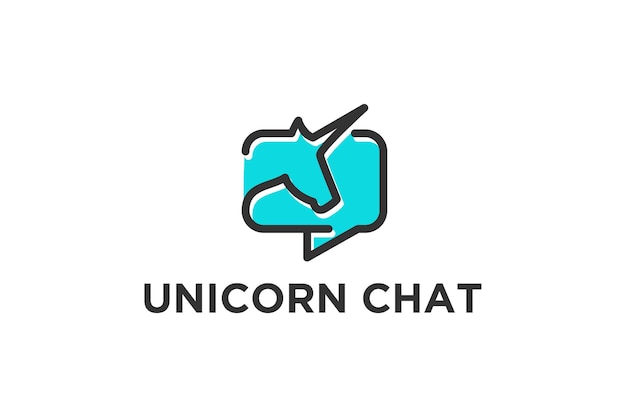 Unicorn chat-logo modern pictogram technologie eenvoudig minimalistisch pictogram berichtpictogram e-mailpictogram