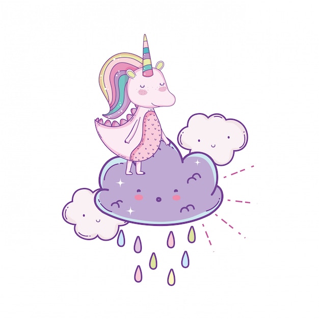 Unicorn on clouds cute cartoons