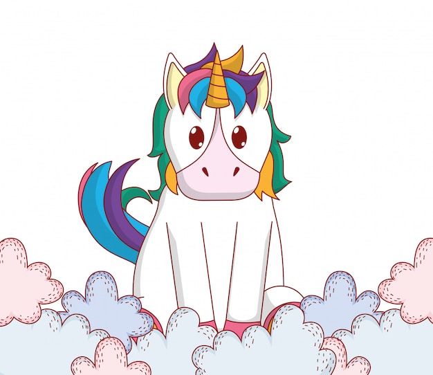 Unicorn between clouds