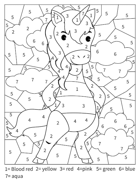 Unicorn Color By Number [Numbers 1-9] Coloring Pages