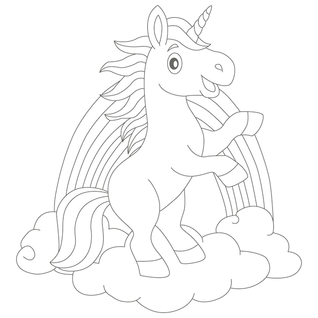 Unicorn coloring book page