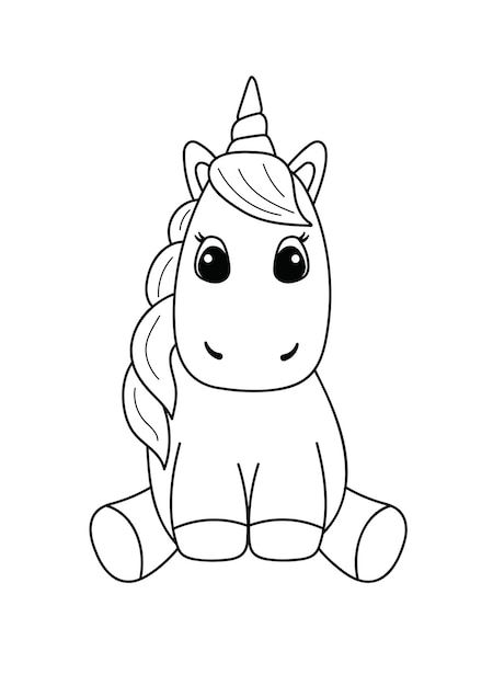 Unicorn coloring page for kids vector art