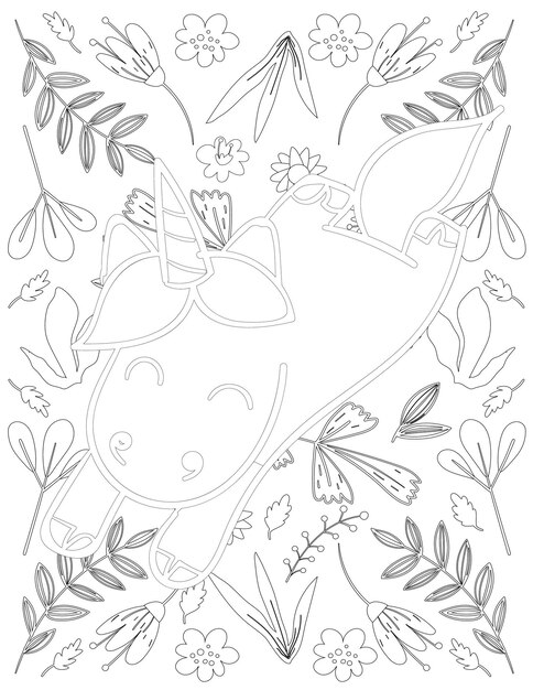 Unicorn Coloring Page, Unicorn Vector, Unicorn White and Black, Unicorn Coloring for Kids