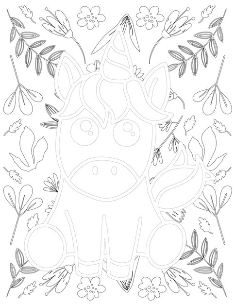 Unicorn Coloring Page, Unicorn Vector, Unicorn White and Black, Unicorn Coloring for Kids