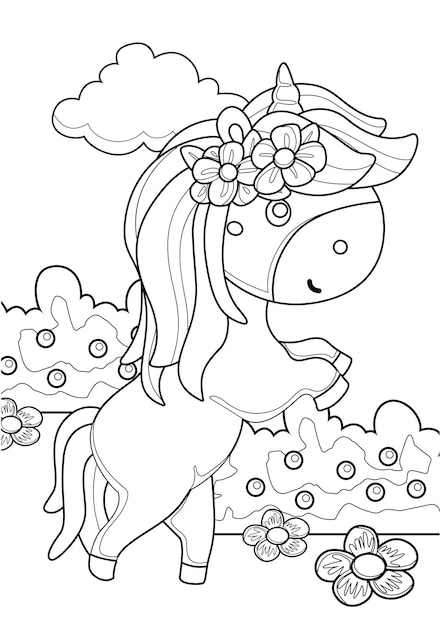 Unicorn coloring pages for kids and adult