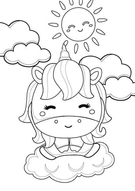 Premium Vector  Unicorn coloring pages for kids and adult