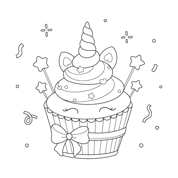 Cute Coloring Book With Unicorn Cake And Stars Stock Illustration -  Download Image Now - Unicorn, Coloring Book Page - Illlustration Technique,  Coloring - iStock