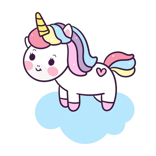 Unicorn cute vector on cloud