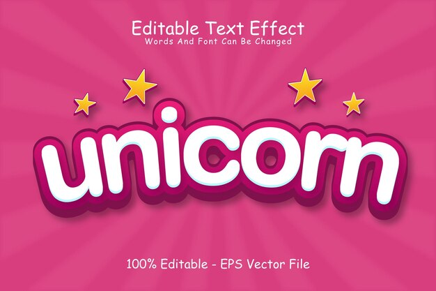 Unicorn Editable Text Effect 3 Dimension Emboss Cartoon Style