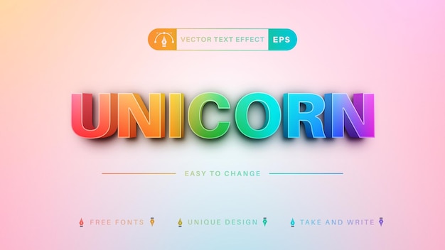 Unicorn Editable Text Effect Font Style