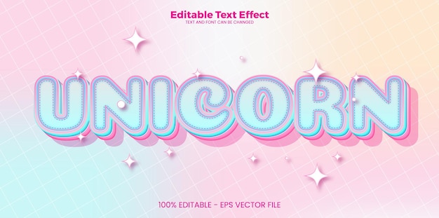 Unicorn editable text effect in modern trend style