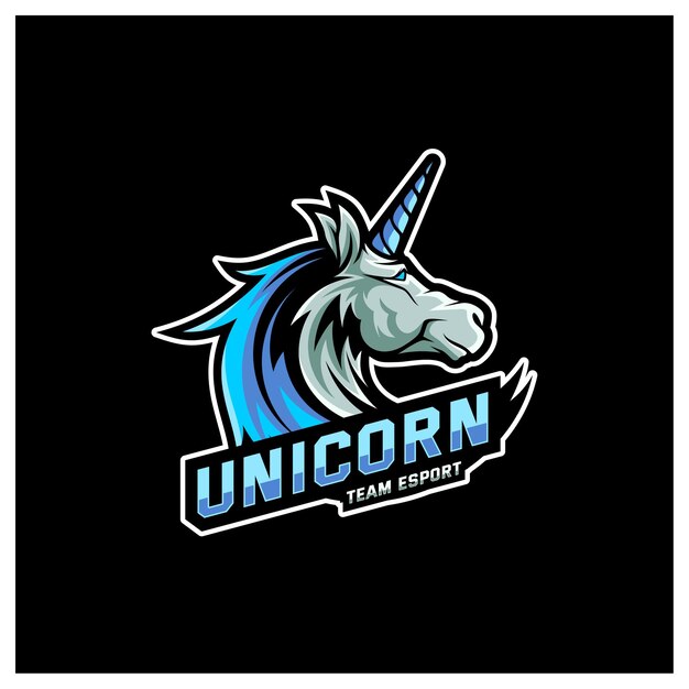 Unicorn Esport gaming mascotte logo sjabloon Vector Modern Head Unicorn Logo Vector