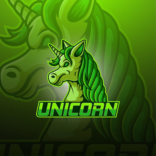 Logo della mascotte esport unicorno