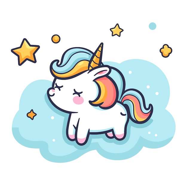 unicorn flying with star and rainbow Vector for tshirt design