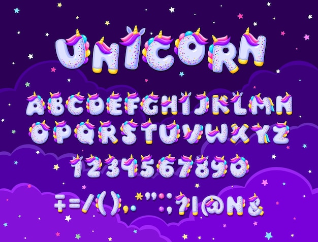 Unicorn font fairy tale type and cute typeface