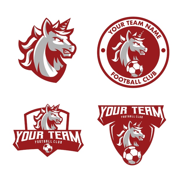 Vector unicorn football logo in het rood