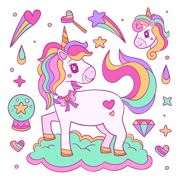 Vector unicorn hand drawing element illustration