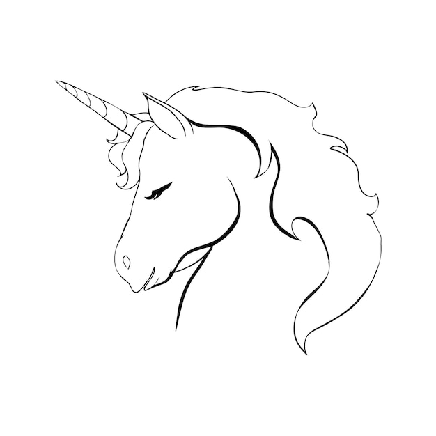 ロゴタイプ用のユニコーン手描きベクトルイラスト