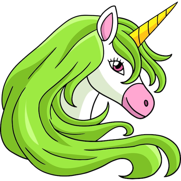 Clipart colorato del fumetto della testa dell'unicorno