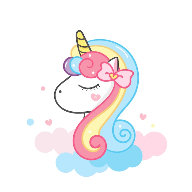 Unicorn Head cute cartoon illustration