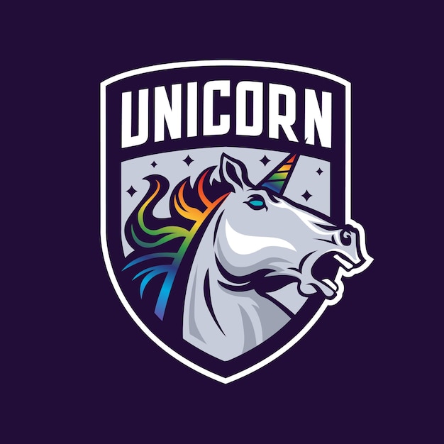 Logo della mascotte testa di unicorno