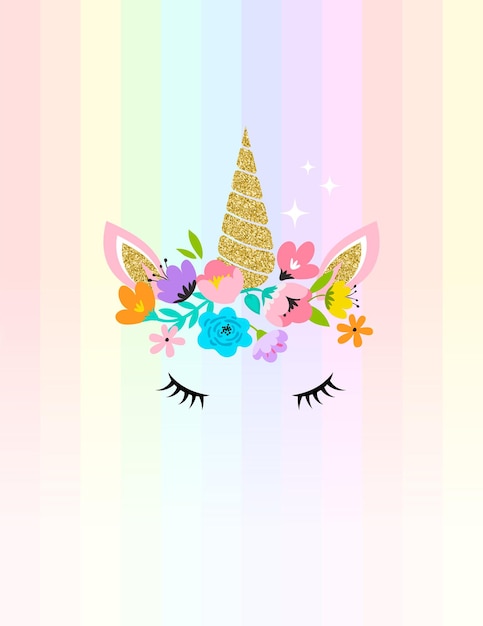 Unicorn head with flowers illustration