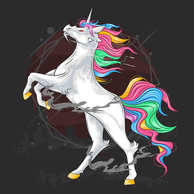 Vector unicorn horse with beautiful hair