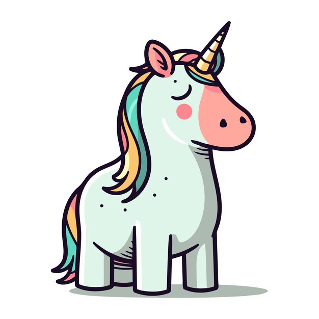 Unicorn isolated on white background vector illustration in cartoon style