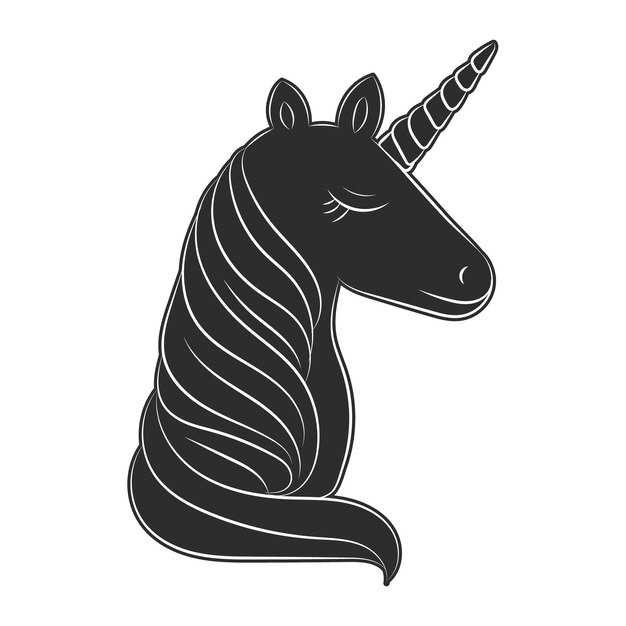 Unicorno bambini pagina da colorare vettore vuoto stampabile in bianco e nero design