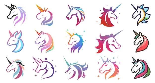 unicorn logo collection symbol modern designs for business