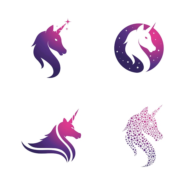 Illustrazione vettoriale dell'icona del logo dell'unicorno