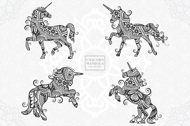 Vector unicorn mandala boho style elementen vector illustratie