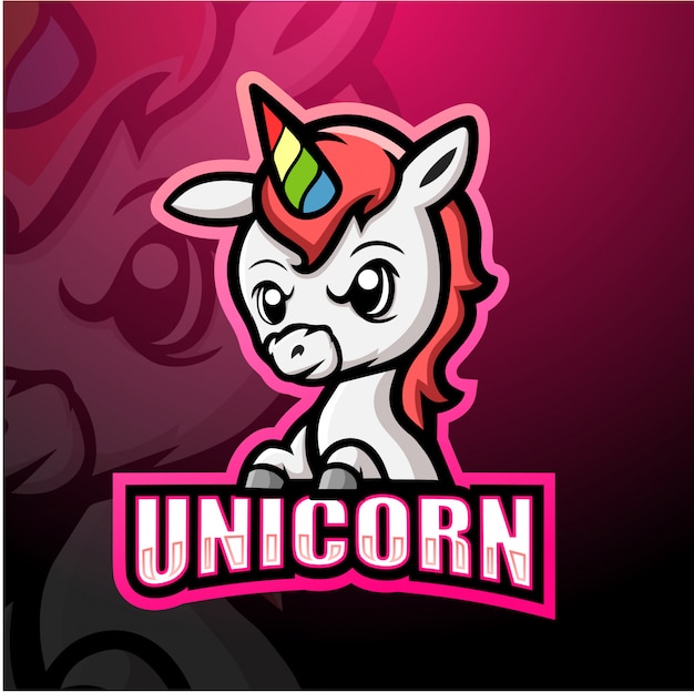 Illustrazione di esport di mascotte di unicorno