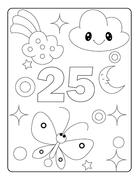 Vector unicorn number coloring page