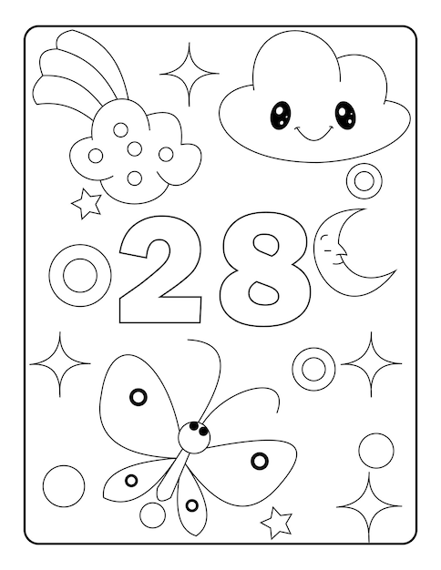 Unicorn number coloring page