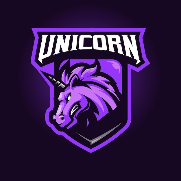 Vector unicorn paard mascotte logo ontwerp personage voor gaming en sport