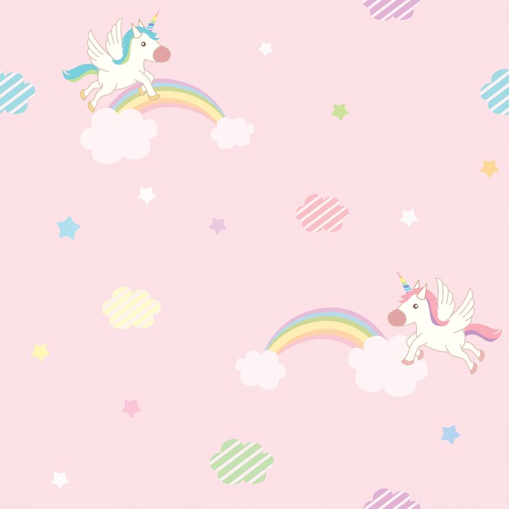 Vector unicorn pink sky pattern