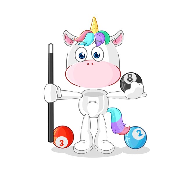 Premium Vector Unicorn plays billiard character cartoon mascot vector