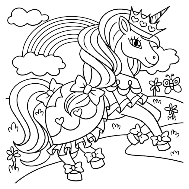 Unicorn Princess Coloring Page for Kids