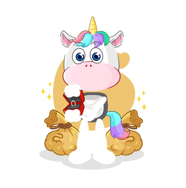 Vector unicorn propose with ring cartoon mascot vector