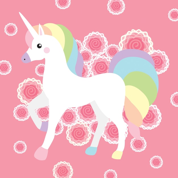 Unicorn rainbow pink ice cream eye kids decor white background logo design