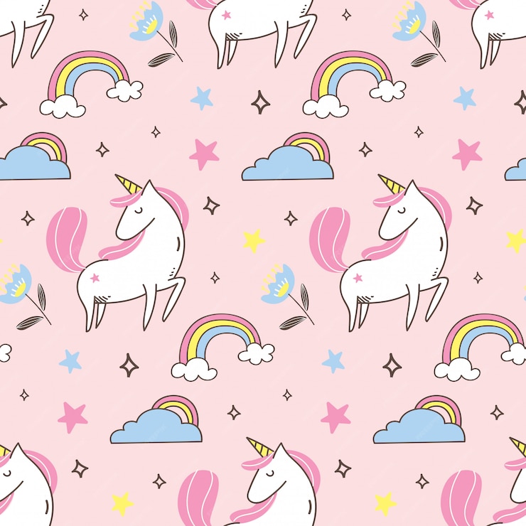 Premium Vector | Unicorn and rainbow seamless pattern in kawaii style