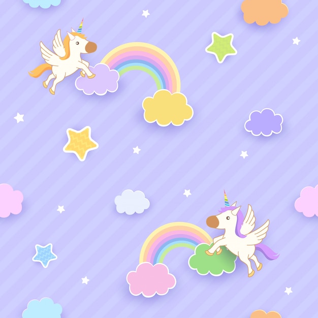 Unicorn rainbow seamless pattern