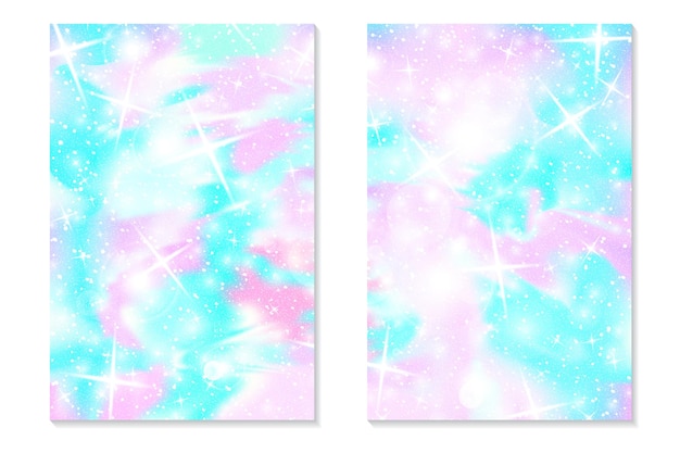 Unicorn regenboog achtergrond holografische hemel in pastel kleur helder hologram zeemeermin patroon in prinses kleuren vector illustratie unicorn fantasy kleurovergang kleurrijke regenboog achtergrond