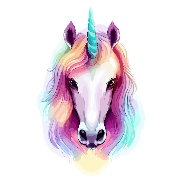 Unicorn's Spirit Watercolor Depiction of a Happy Animal