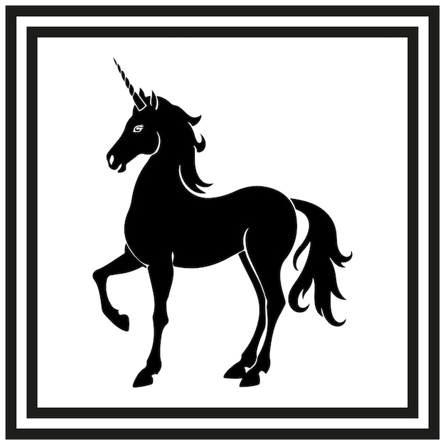 Vector unicorn silhouette clipart on a white background