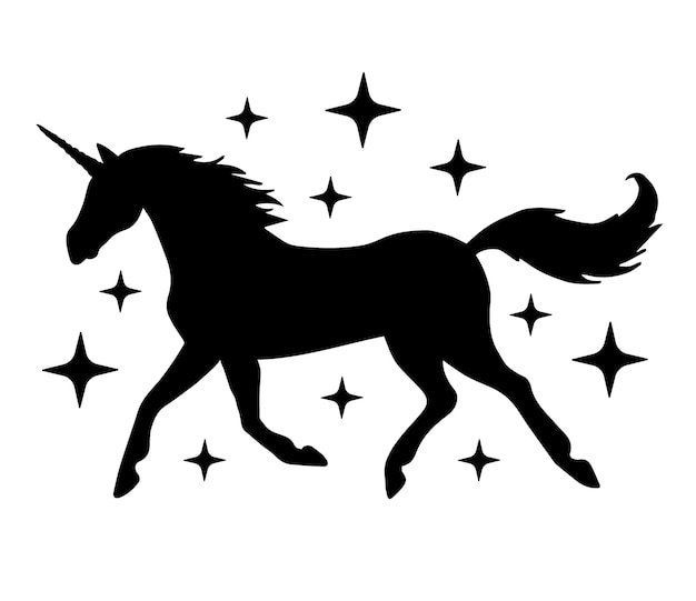 Vector unicorn silhouette isolated on white background